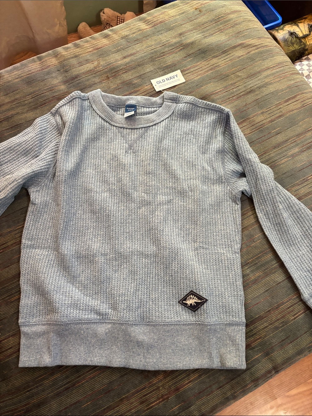 Old Navy Boy’s Heathered Light Blue Crewneck Waffle Sweater